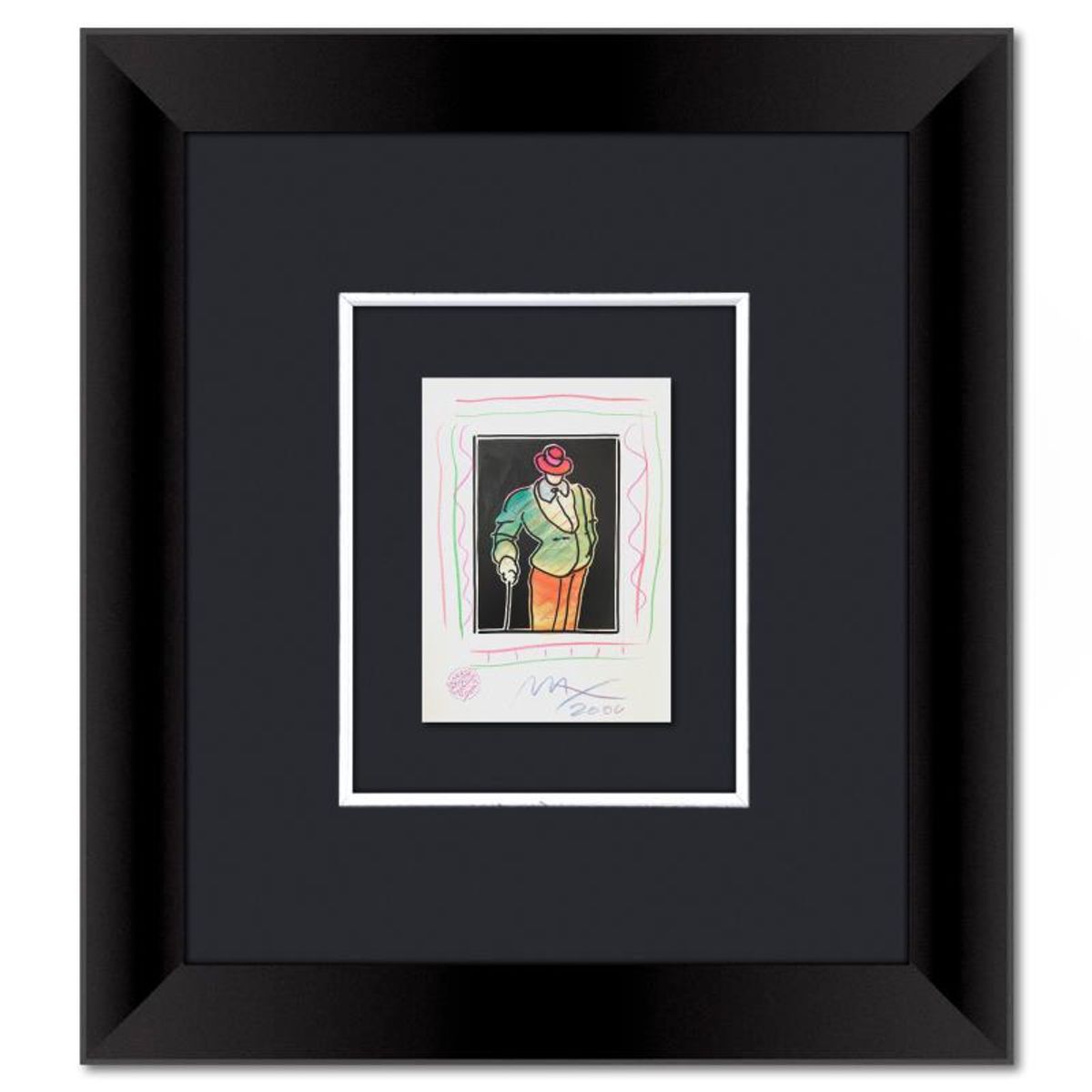 Peter Max, Framed One-of-a-Kind Mixed Media, Hand Signed with Registration Number Certifying Authenticity.