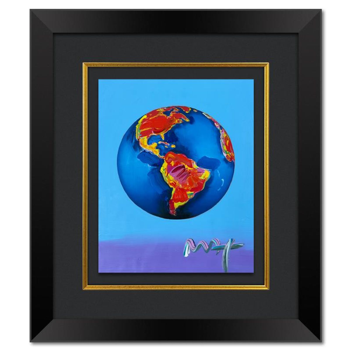 Peter Max, "Clinton Foundation" Framed One-of-a-Kind Acrylic Mixed Media, Hand Signed with Registration Number Certifying Authenticity