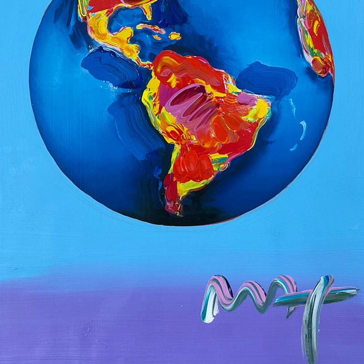 Peter Max, "Clinton Foundation" Framed One-of-a-Kind Acrylic Mixed Media, Hand Signed with Registration Number Certifying Authenticity