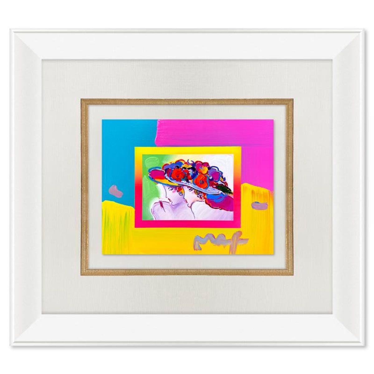 Peter Max, "Friends" Framed One-of-a-Kind Acrylic Mixed Media, Hand Signed with Registration Number Certifying Authenticity