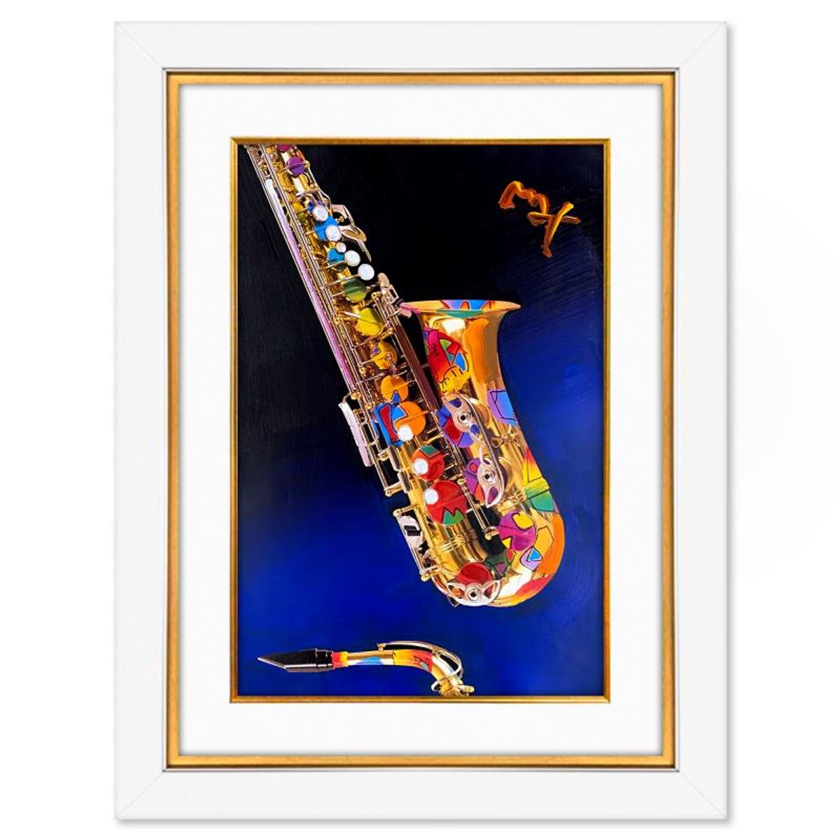 Peter Max, "Jazz" Framed One-of-a-Kind Mixed Media, Hand Signed with Registration Number Certifying Authenticity.