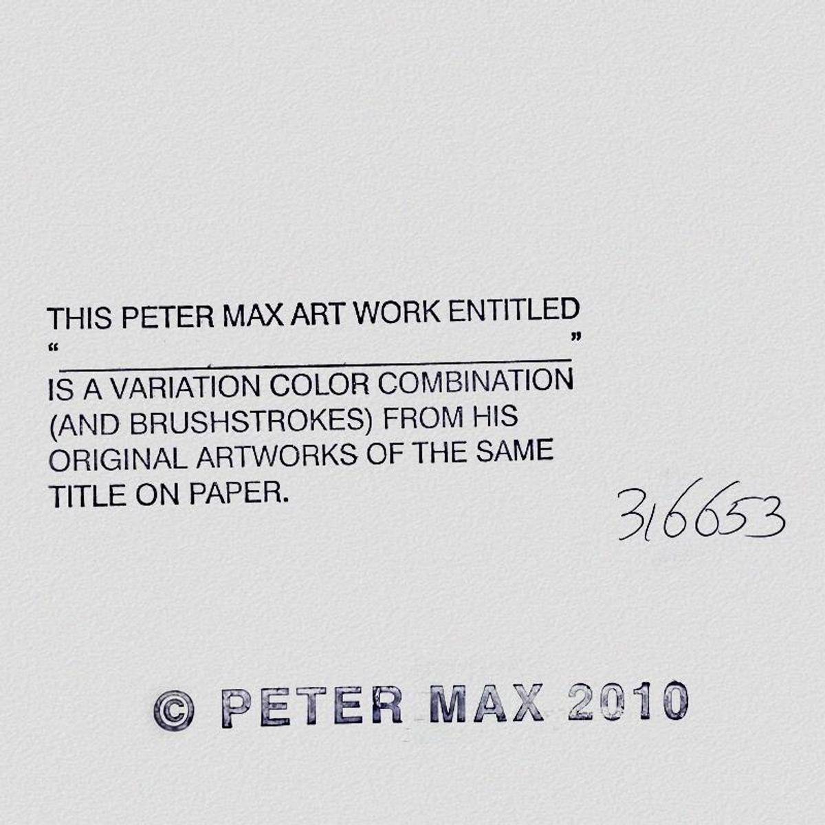Peter Max, "Jazz" Framed One-of-a-Kind Mixed Media, Hand Signed with Registration Number Certifying Authenticity.
