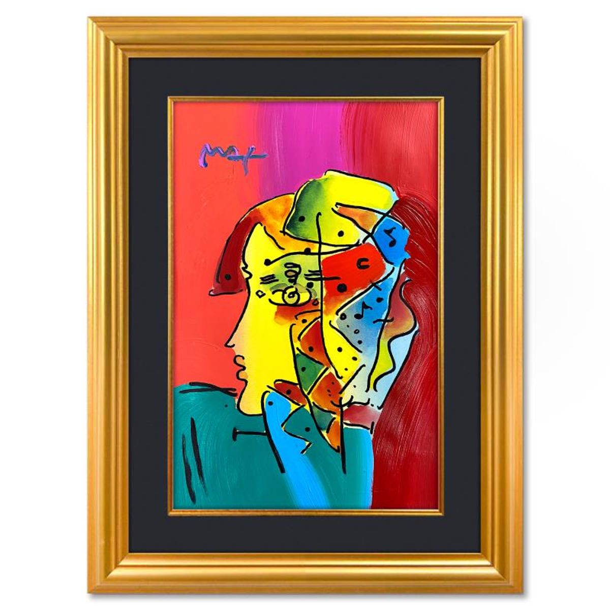 Peter Max, "Billboard Centenial" Framed One-of-a-Kind Mixed Media, Hand Signed with Registration Number Certifying Authenticity.