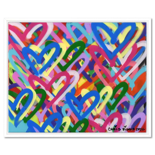 Chris Riggs, "Love" Framed Original Spray Paint Painting on Canvas, Hand Signed with Letter of Authenticity.