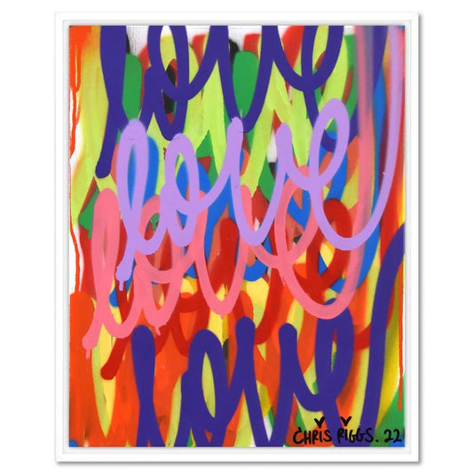 Chris Riggs, "Love" Framed Original Spray Paint Painting on Canvas, Hand Signed with Letter of Authenticity.