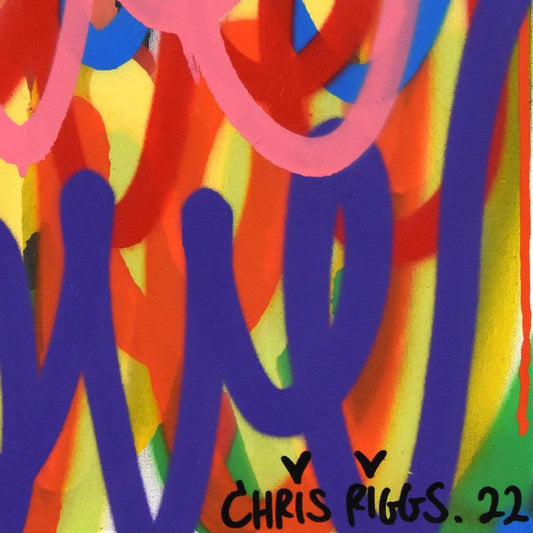 Chris Riggs, "Love" Framed Original Spray Paint Painting on Canvas, Hand Signed with Letter of Authenticity.