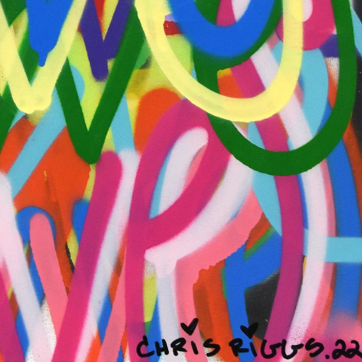 Chris Riggs, "Love" Framed Original Spray Paint Painting on Canvas, Hand Signed with Letter of Authenticity.