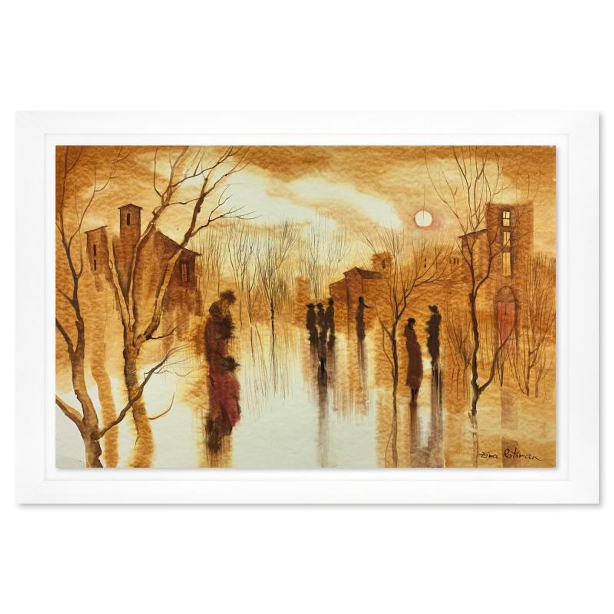 Zina Roitman, Framed Hand Signed Original Painting with Letter of Authenticity.