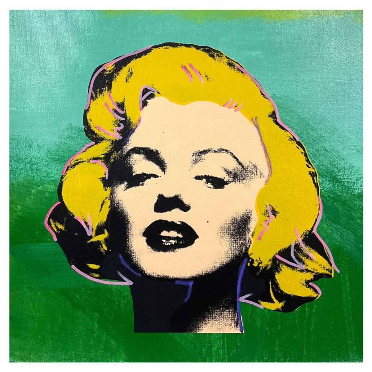 Steve Kaufman (1960-2010), "Marilyn" Hand Painted, Hand Pulled Unique Variation Silkscreen on Canvas, Numbered 34/50 and Hand Signed Inverso with Letter of Authenticity.