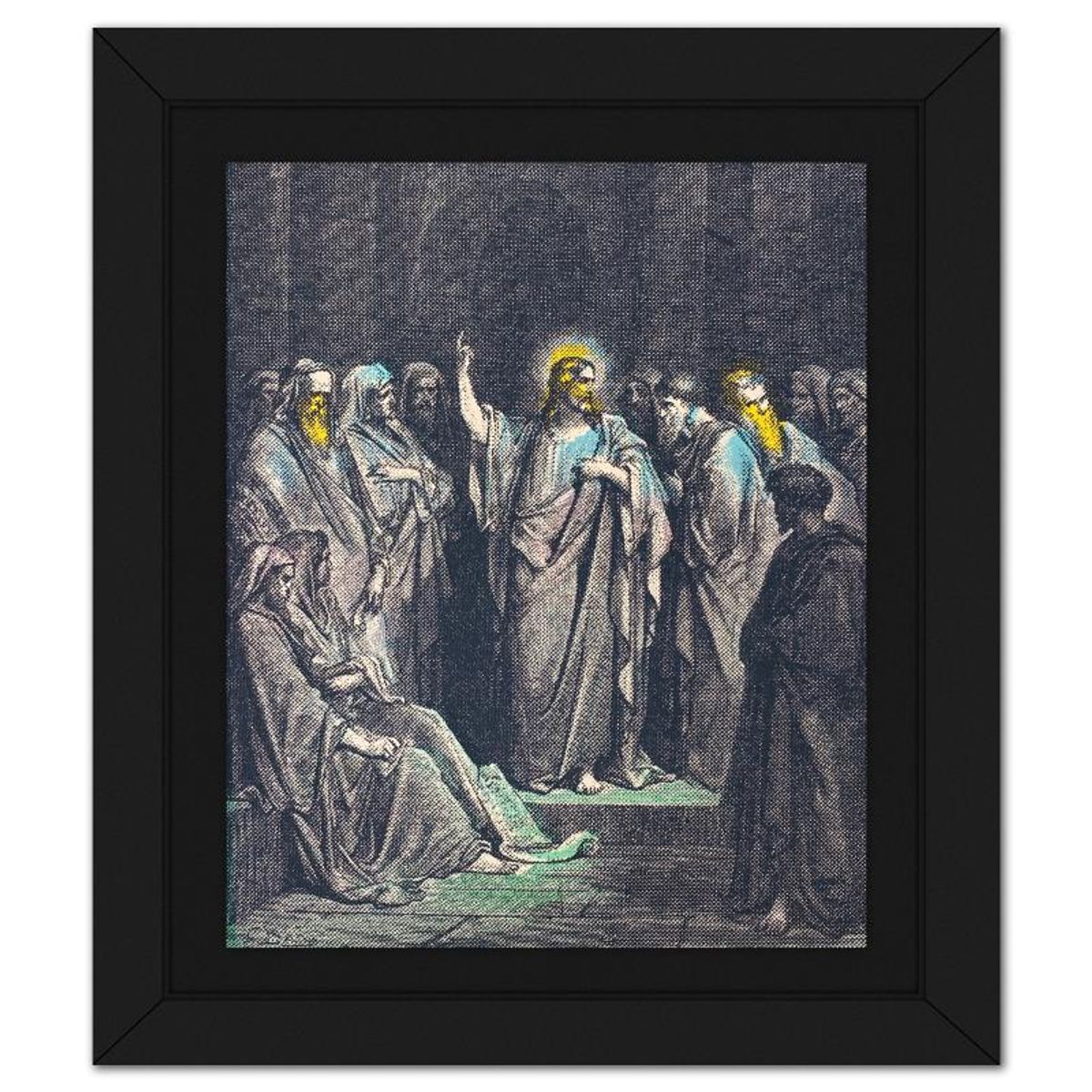 Steve Kaufman (1960-2010), "Jesus in the Temple" Framed Hand Embellished Limited Edition Silscreen, Numbered 12/50 Inverso and Hand Signed with Letter of Authenticity
