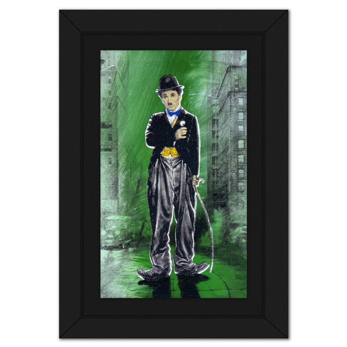 Steve Kaufman (1960-2010), "Charlie Chaplin II" Framed Hand Embellished Limited Edition Silscreen, Numbered 42/100 Inverso and Hand Signed with Letter of Authenticity