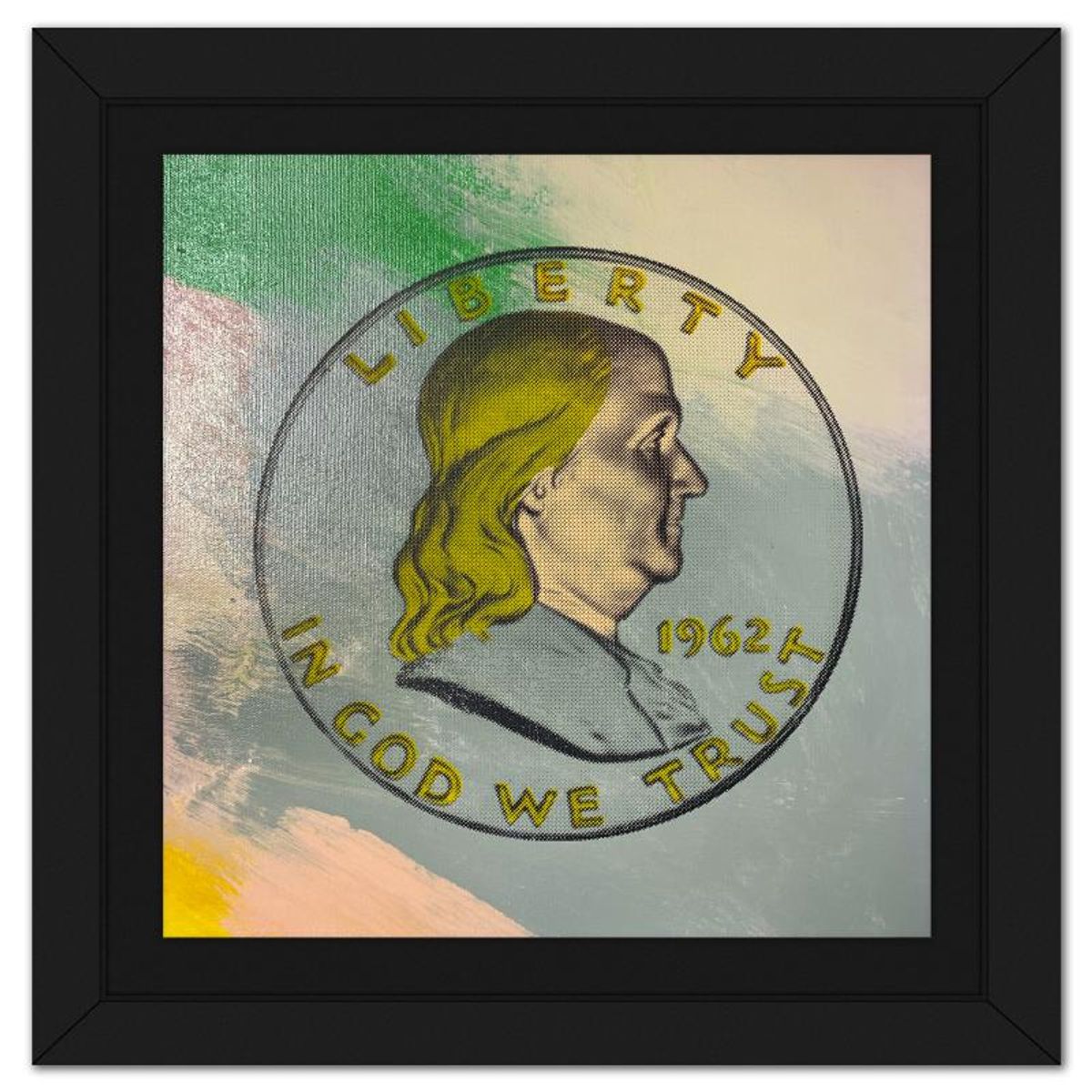 Steve Kaufman (1960-2010), "Ben Half Dollar" Framed Hand Embellished Limited Edition Silscreen, Numbered 6/50 Inverso and Hand Signed with Letter of Authenticity