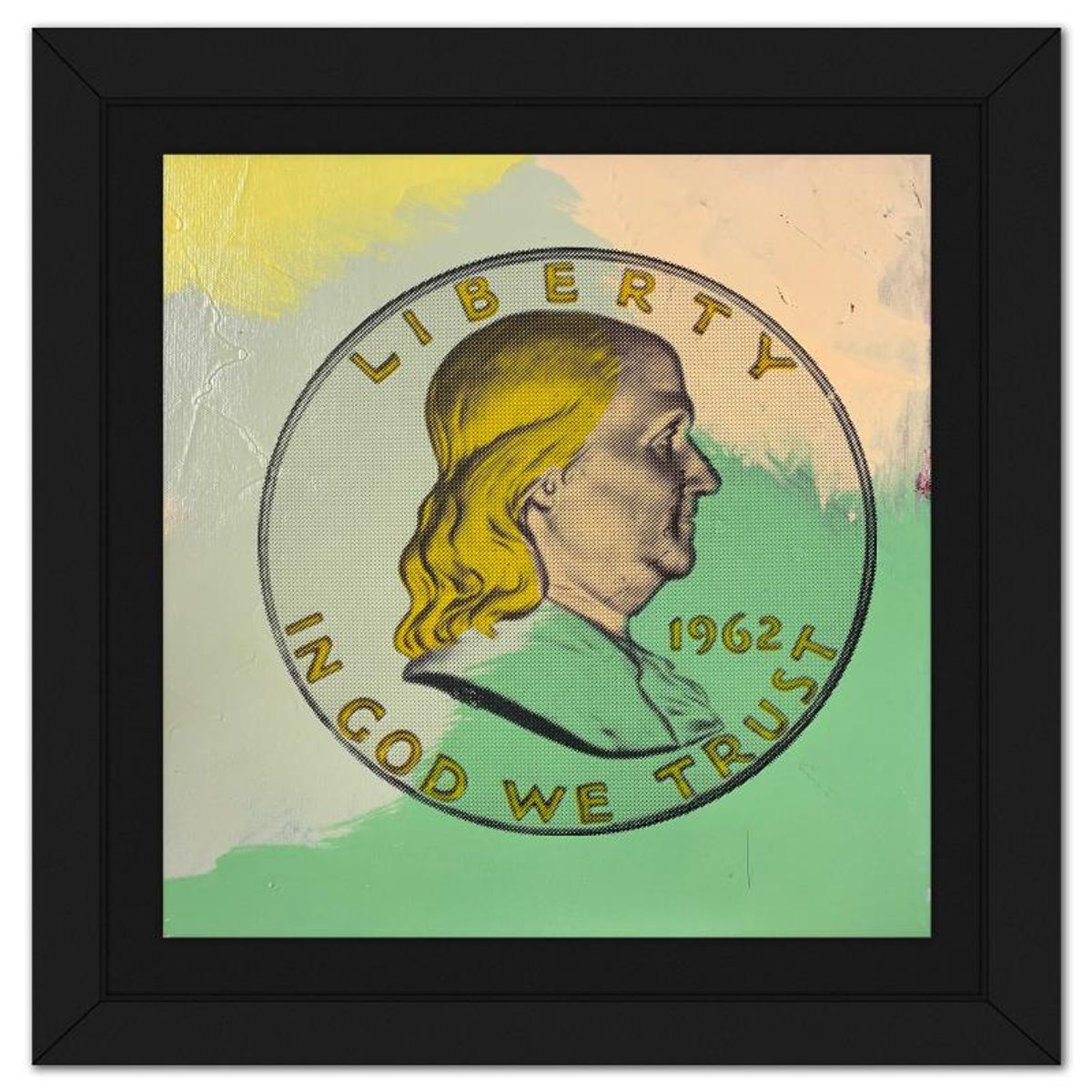 Steve Kaufman (1960-2010), "Ben Half Dollar" Framed Hand Embellished Limited Edition Silscreen, Numbered 44/50 Inverso and Hand Signed with Letter of Authenticity