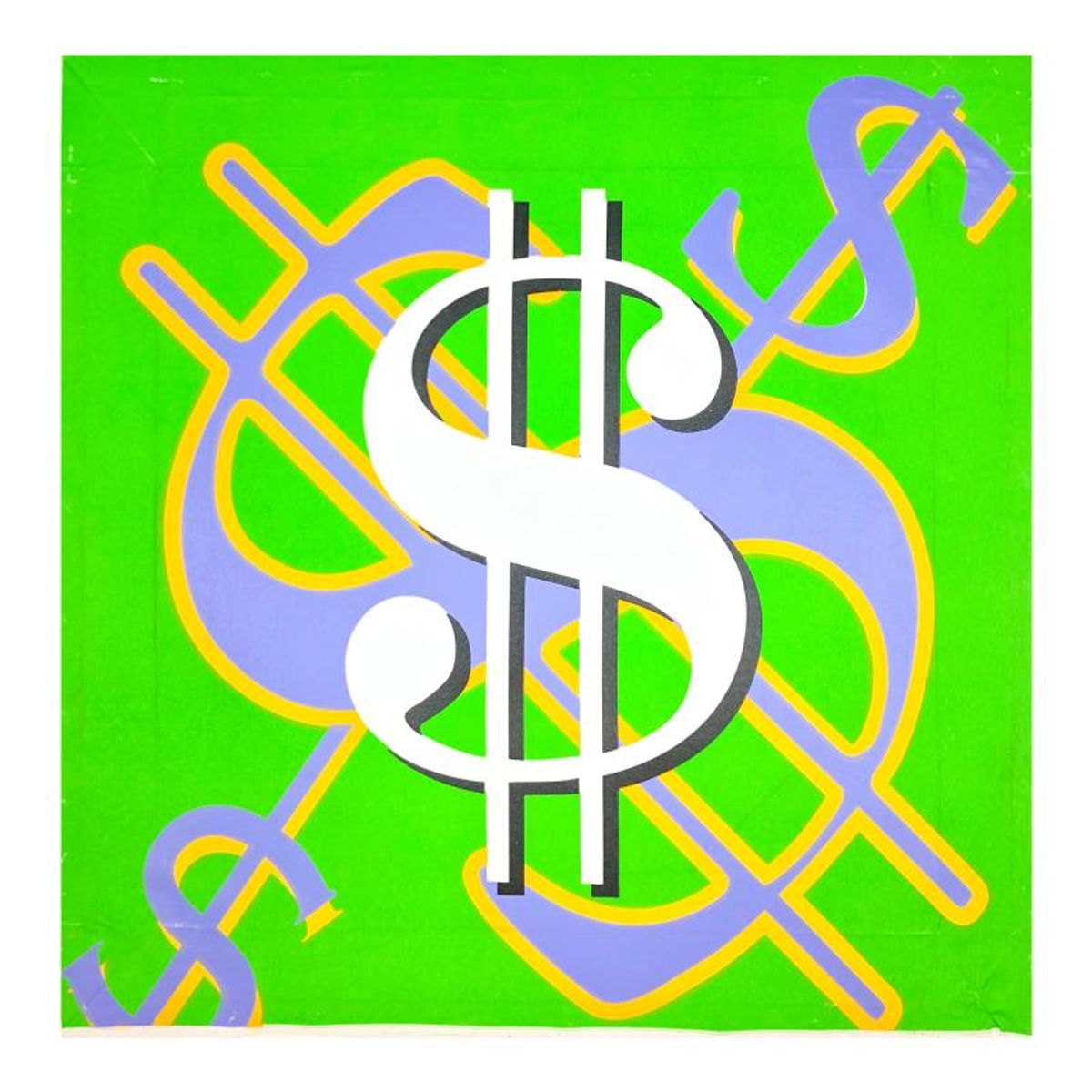 Steve Kaufman (1960-2010), "Dollar Sign (Green Classic)" Hand Signed and Numbered Limited Edition Hand Pulled silkscreen mixed media on Canvas with LOA.