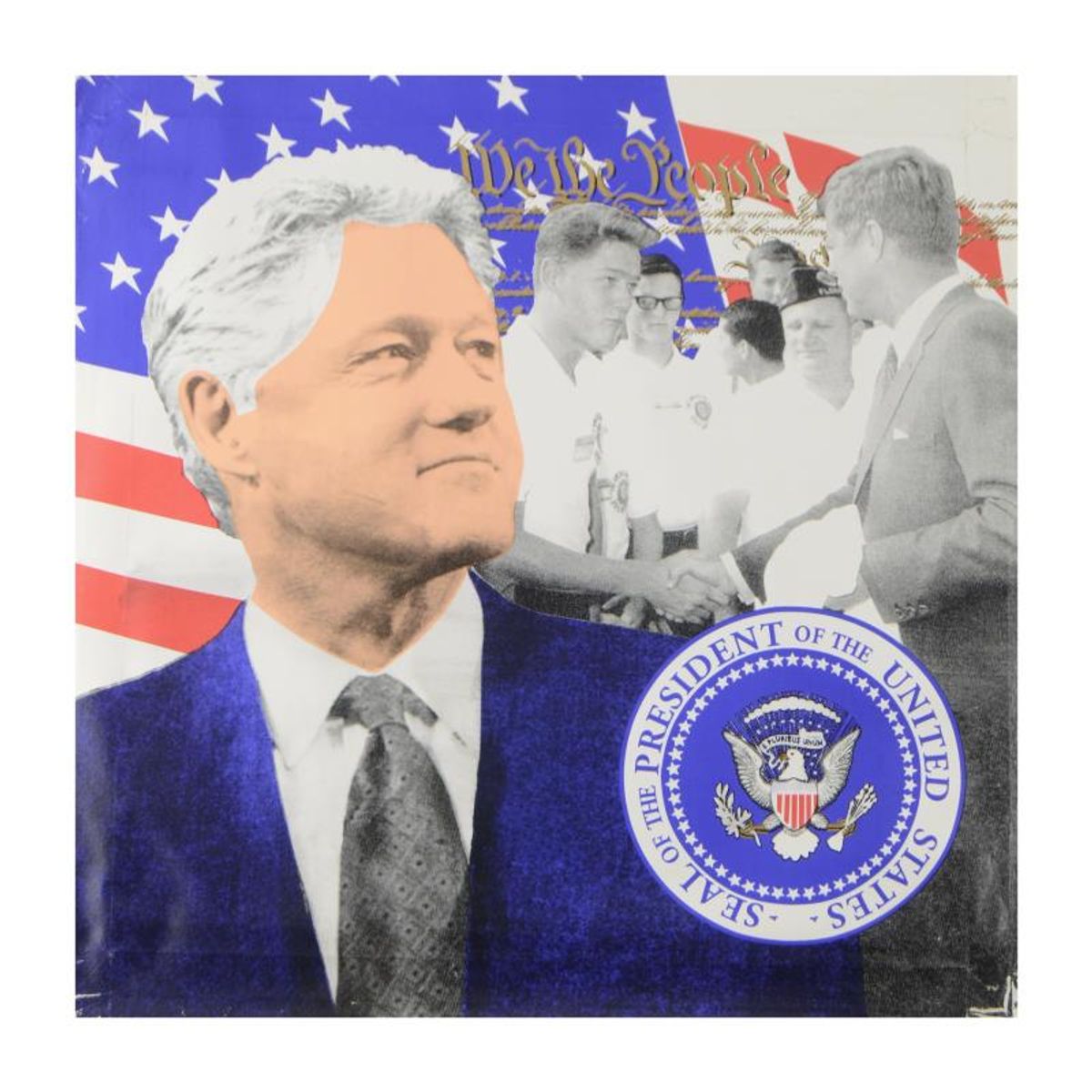 Steve Kaufman (1960-2010), "Bill Clinton, We the People" Hand Pulled Limited Edition Silkscreen on Canvas, AP Numbered 20/50 and Hand Signed Inverso with Letter of Authenticity.