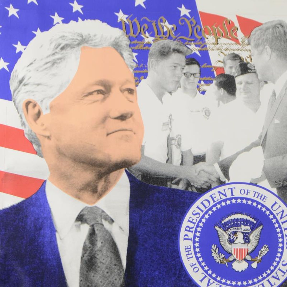 Steve Kaufman (1960-2010), "Bill Clinton, We the People" Hand Pulled Limited Edition Silkscreen on Canvas, AP Numbered 20/50 and Hand Signed Inverso with Letter of Authenticity.
