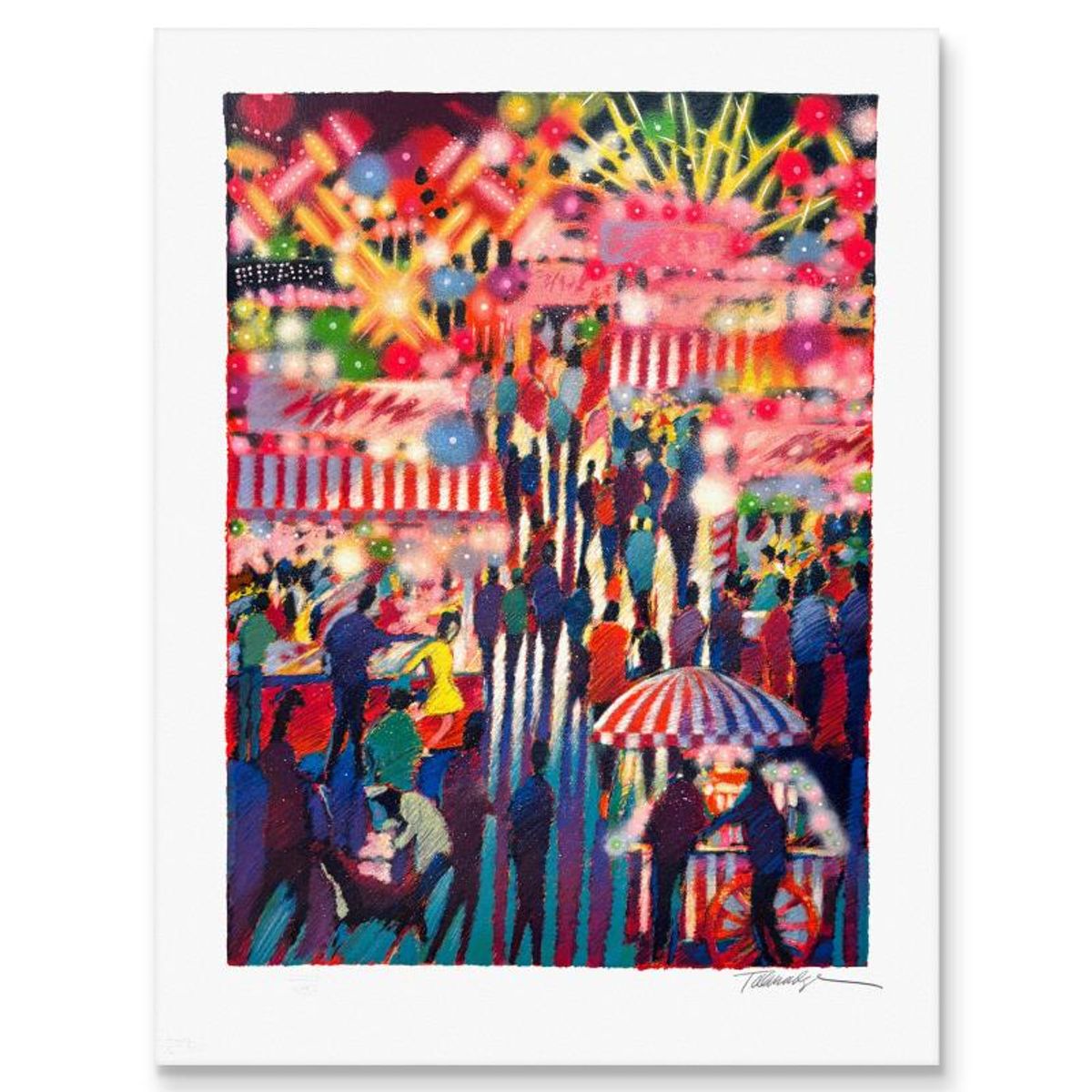 James Talmadge, "Opening Night At The Carnival" Limited Edition Serigraph, Numbered and Hand Signed with Certificate of Authenticity.