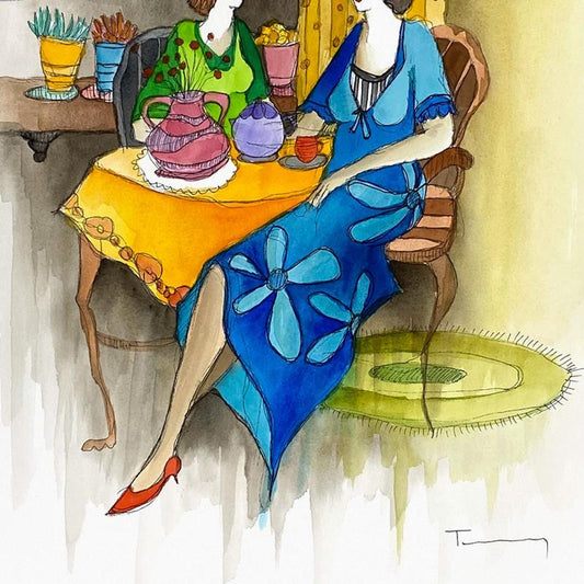 Itzchak Tarkay (1935-2012), Original Mixed Media Watercolor, Hand Signed with Letter of Authenticity.