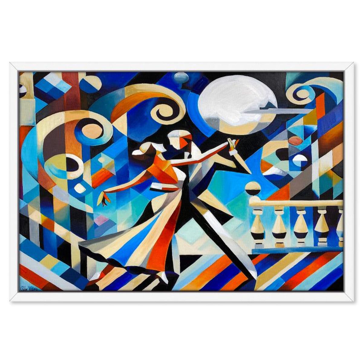 Chloe Victoria, "Fly Me to the Moon" Framed One-of-a-Kind Mixed Media Overpaint on Canvas, Hand Signed with Letter of Authenticity