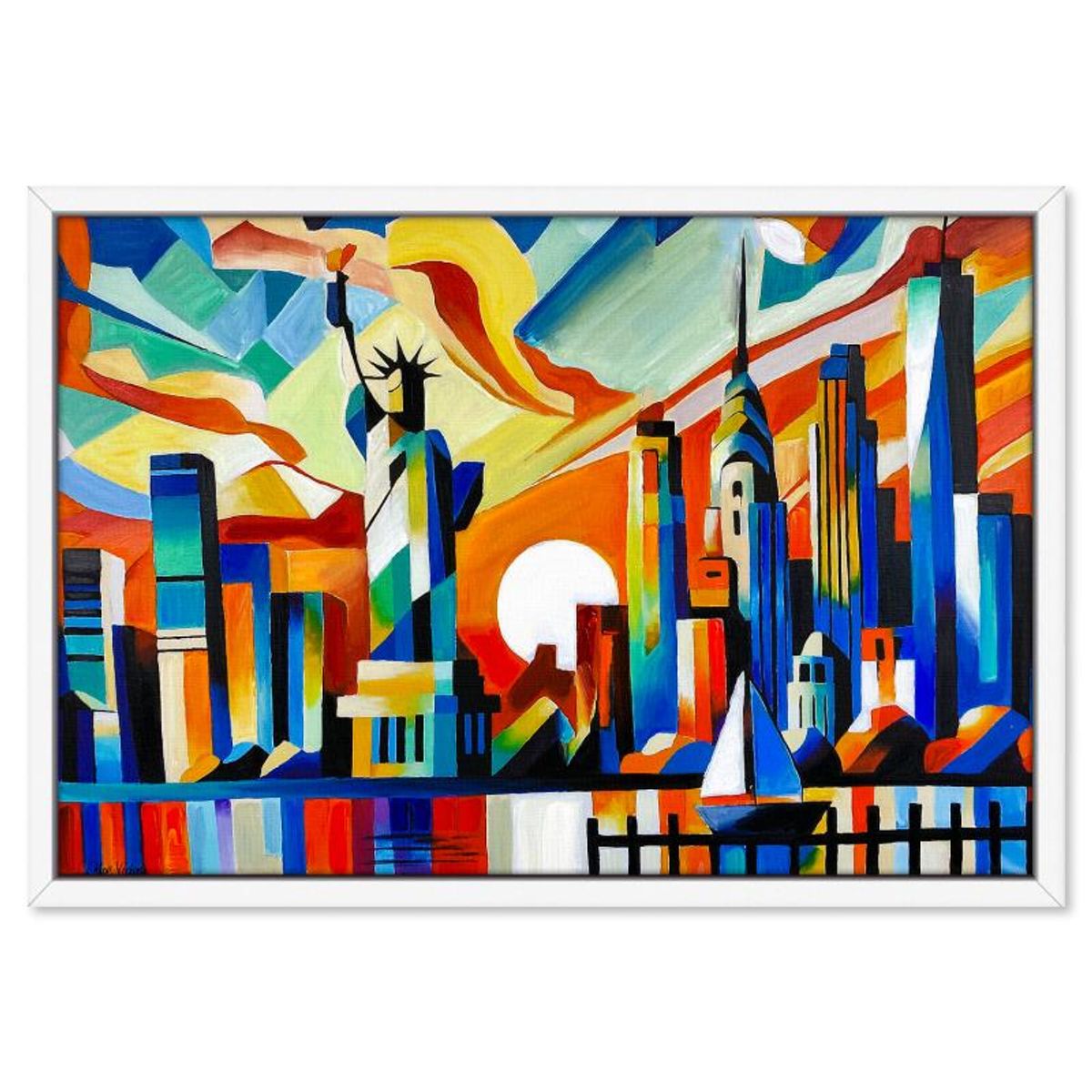 Chloe Victoria, "Colour of Liberty" Framed One-of-a-Kind Mixed Media Overpaint on Canvas, Hand Signed with Letter of Authenticity