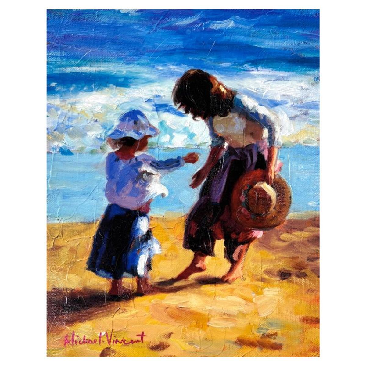 Michael Vincent, "Ocean Treasures" Hand Embellished Limited Edition on Canvas, Numbered and Hand Signed with Letter of Authenticity.