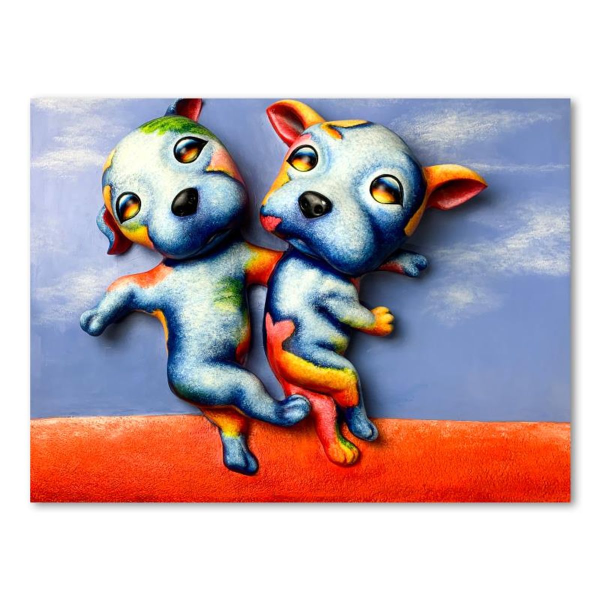 Wang, "Step" Hand Painted Limited Edition Bas Relief Sculpture, Numbered 2/3, Hand Signed and Letter of Authenticity.