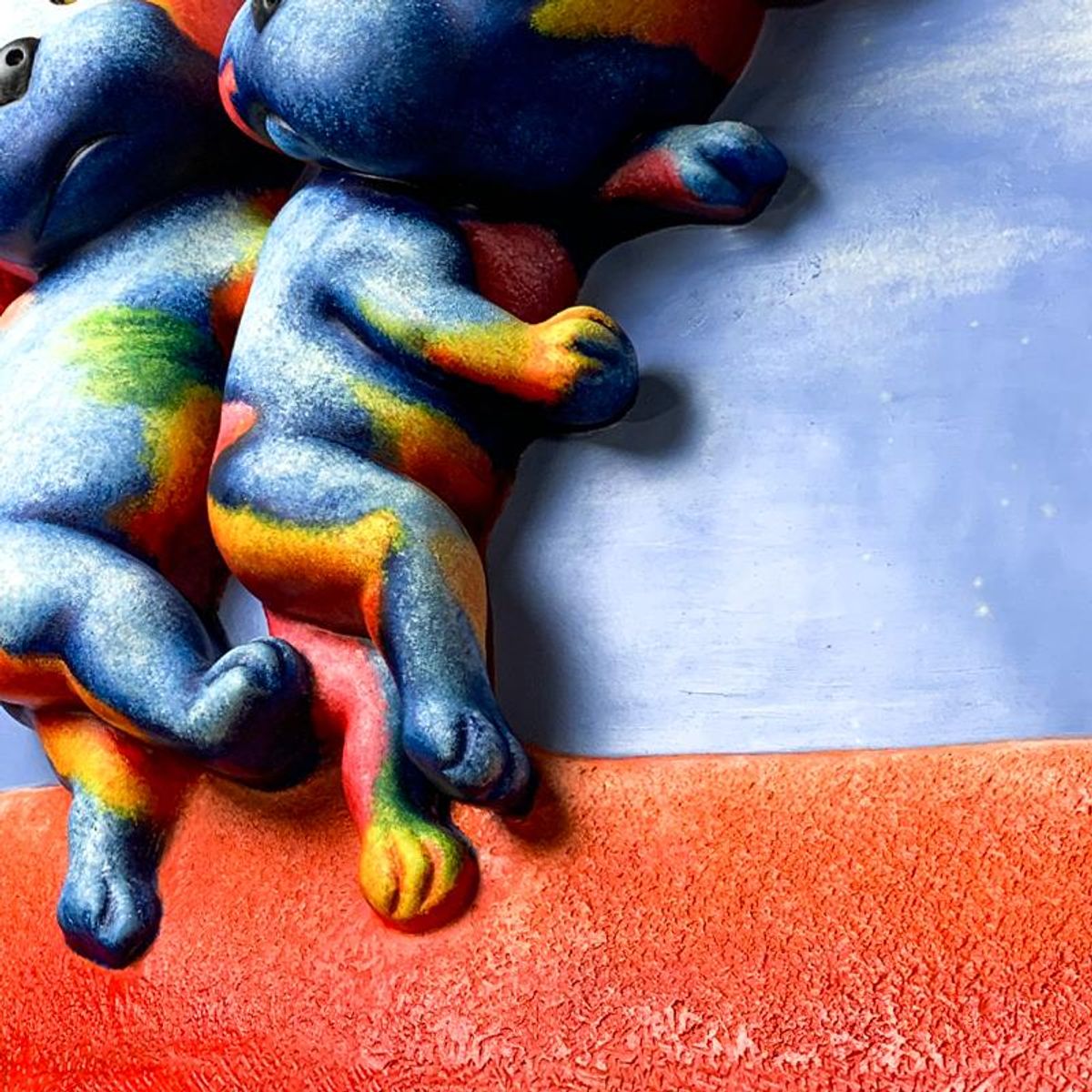 Wang, "Step" Hand Painted Limited Edition Bas Relief Sculpture, Numbered 2/3, Hand Signed and Letter of Authenticity.