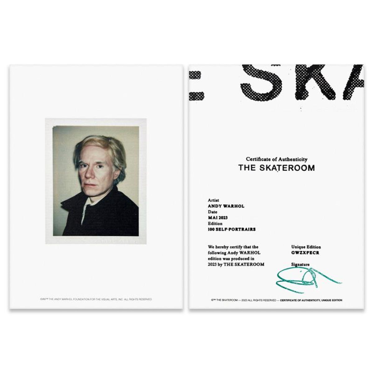 Andy Warhol (1928-1987), "Self-Portrait (Blue)" Framed One-of-a-Kind Unique Edition Skateboard, Signed Inverso with Certificate of Authenticity.