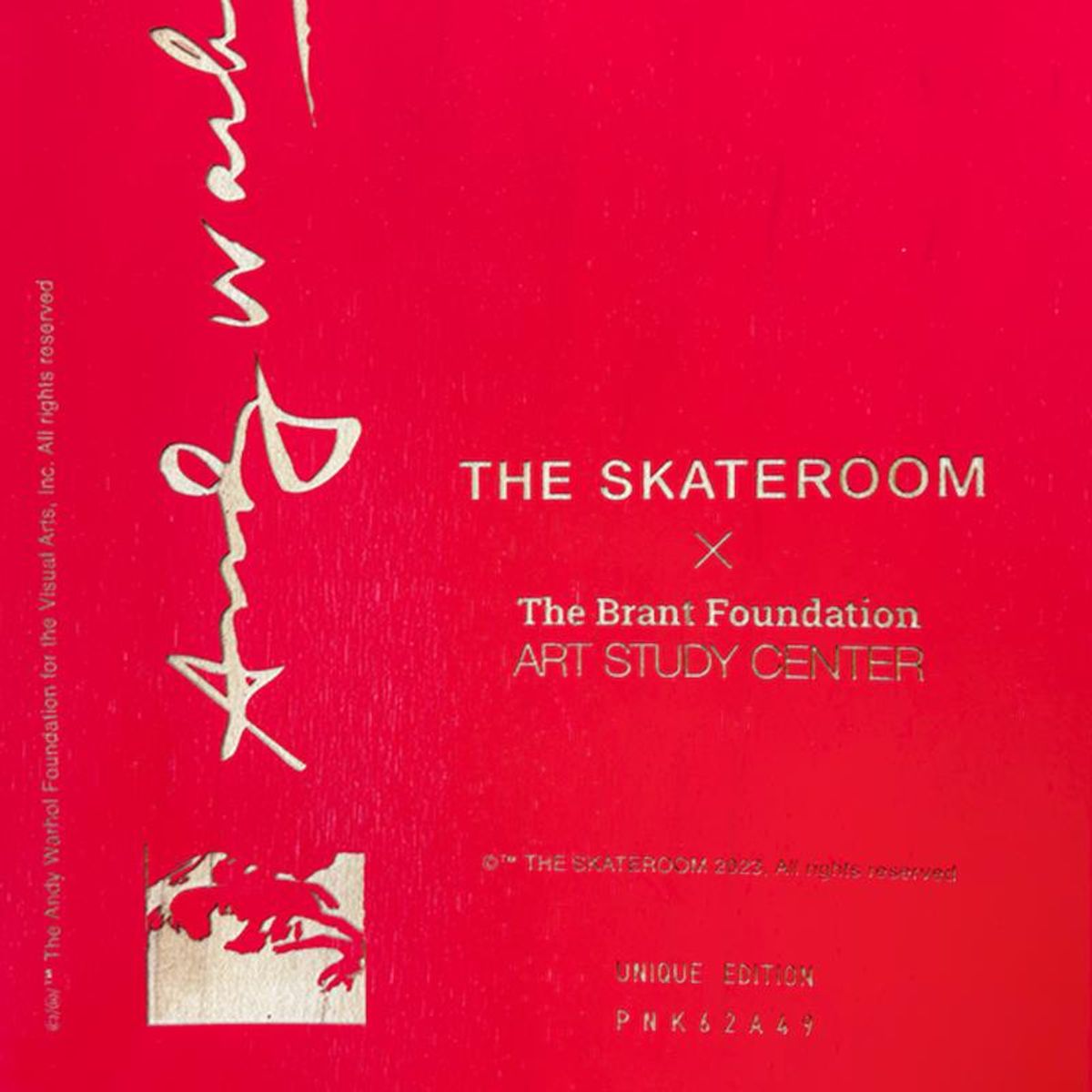 Andy Warhol (1928-1987), "Self-Portrait (Red)" Framed One-of-a-Kind Unique Edition Skateboard, Signed Inverso with Certificate of Authenticity.