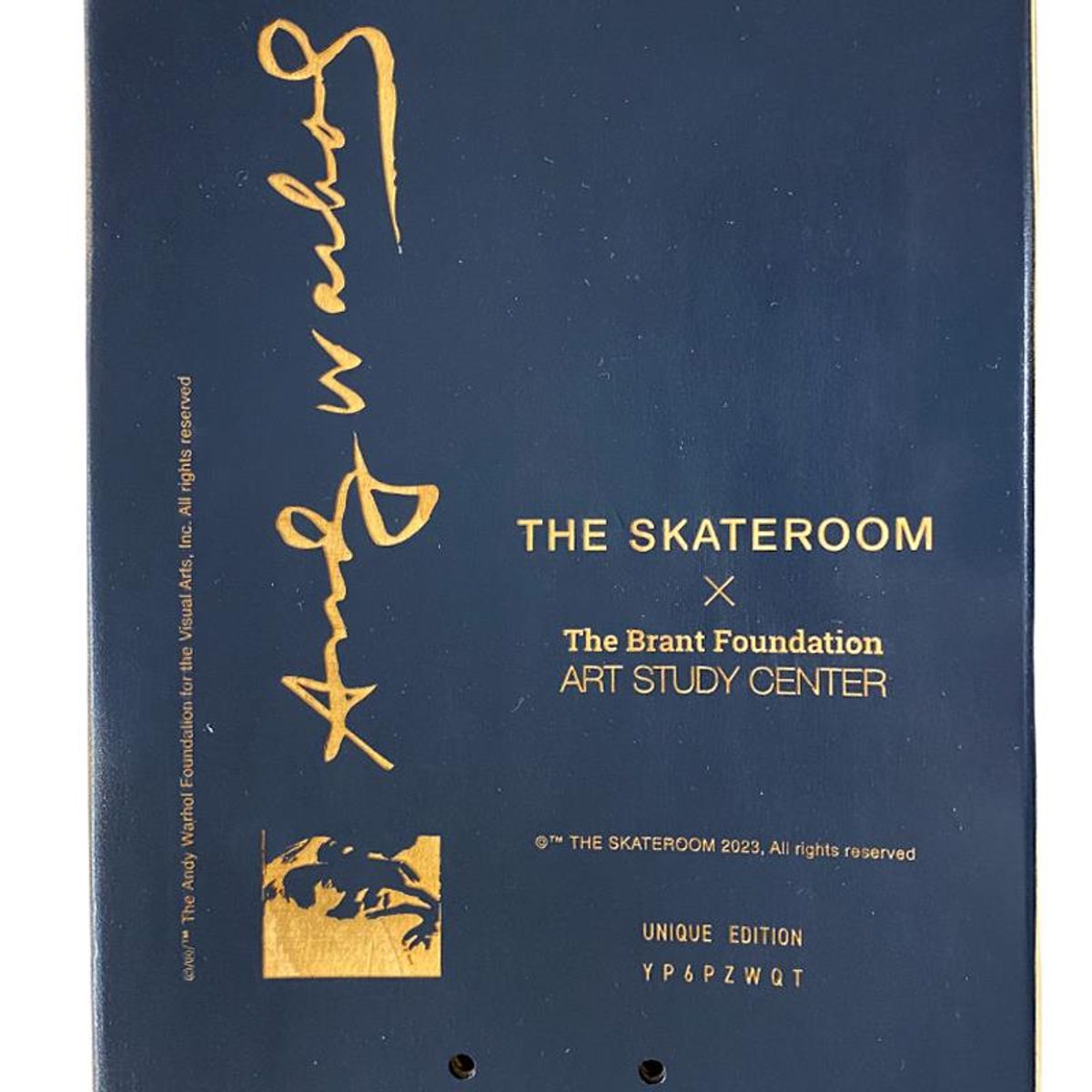 Andy Warhol (1928-1987), "Self Portrait (Black)" Framed Unique Edition Skateboard, Plate Signed with Letter of Authenticity.