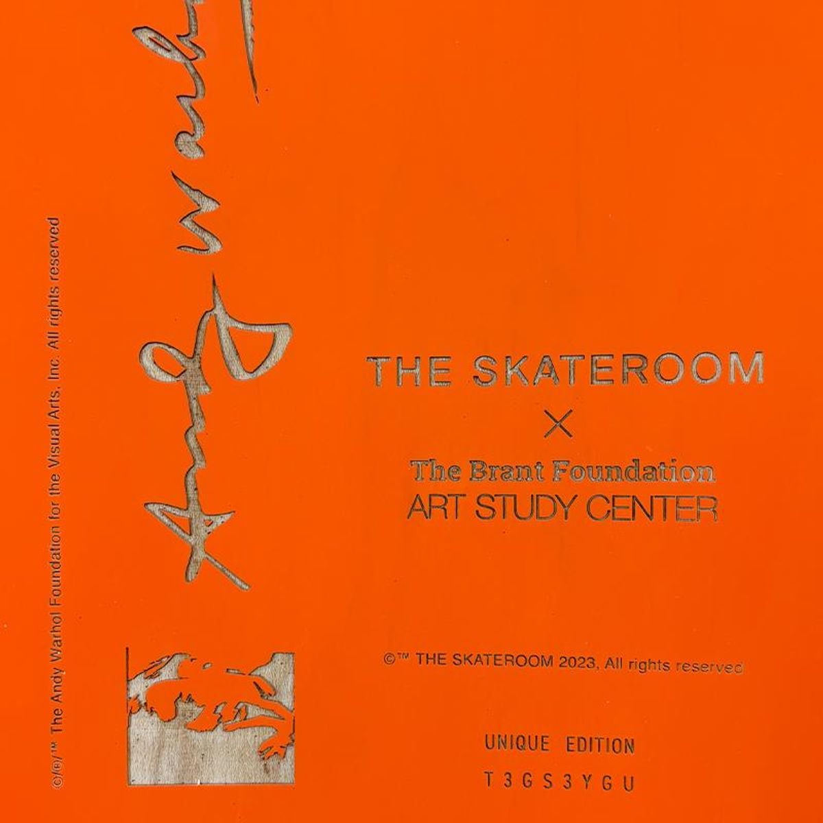 Andy Warhol (1928-1987), "Self-Portrait (Orange)" Framed One-of-a-Kind Unique Edition Skateboard, Signed Inverso with Certificate of Authenticity.