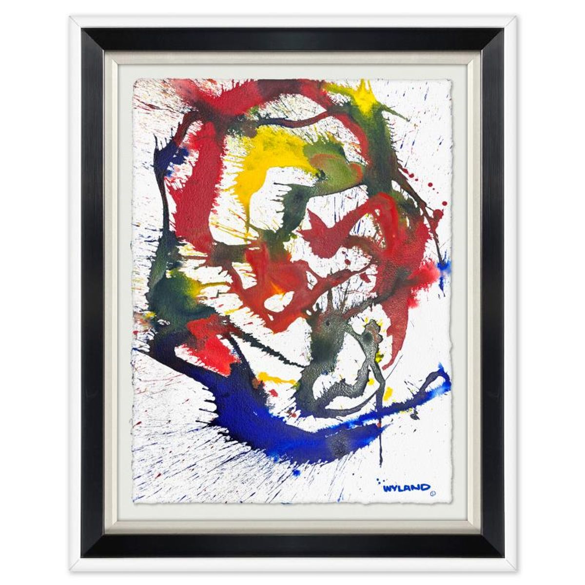 Wyland, "Untitled Abstract" Framed Original Painting on Paper, Hand Signed with Letter of Authenticity.