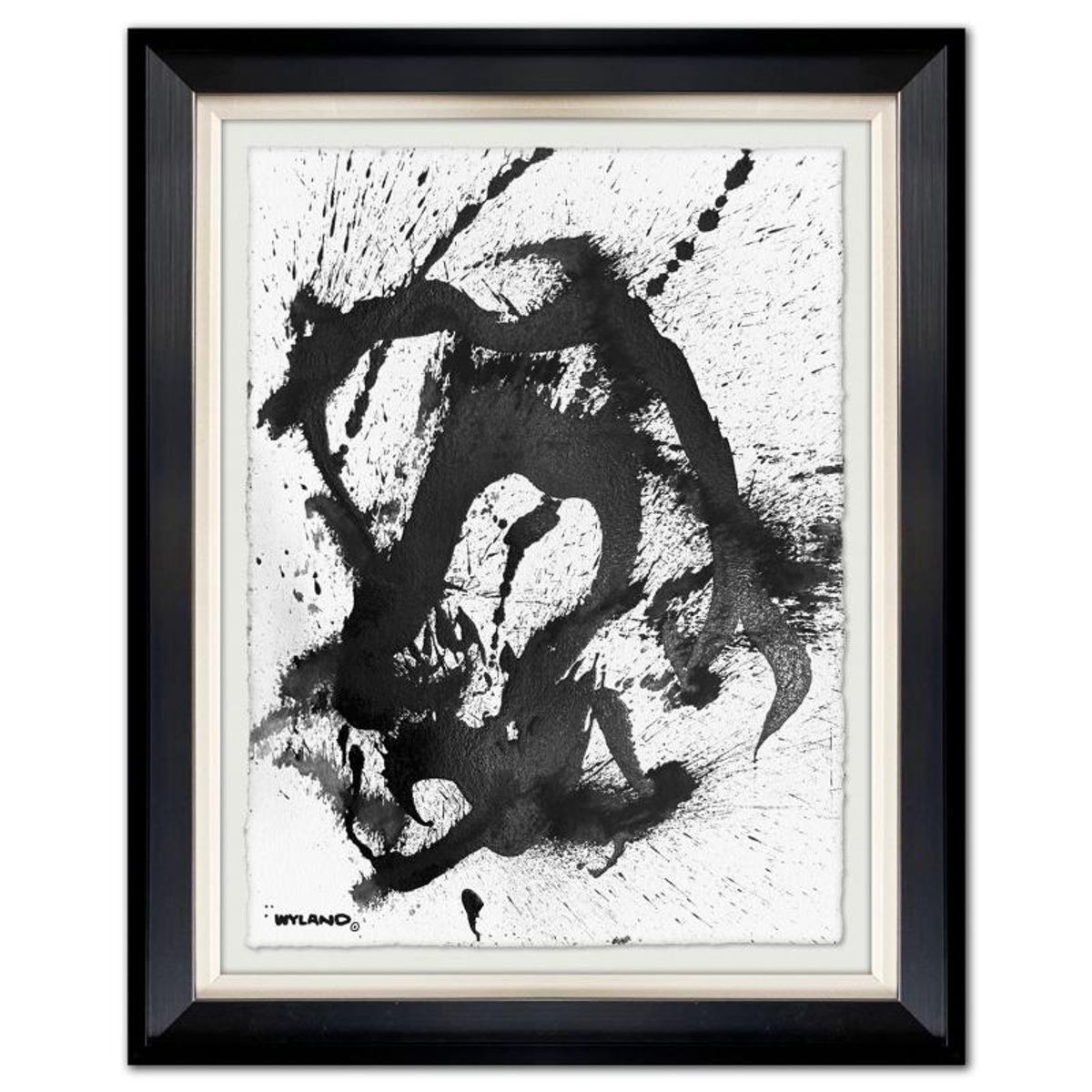 Wyland, "Untitled Abstract" Framed Original Painting on Paper, Hand Signed with Letter of Authenticity.