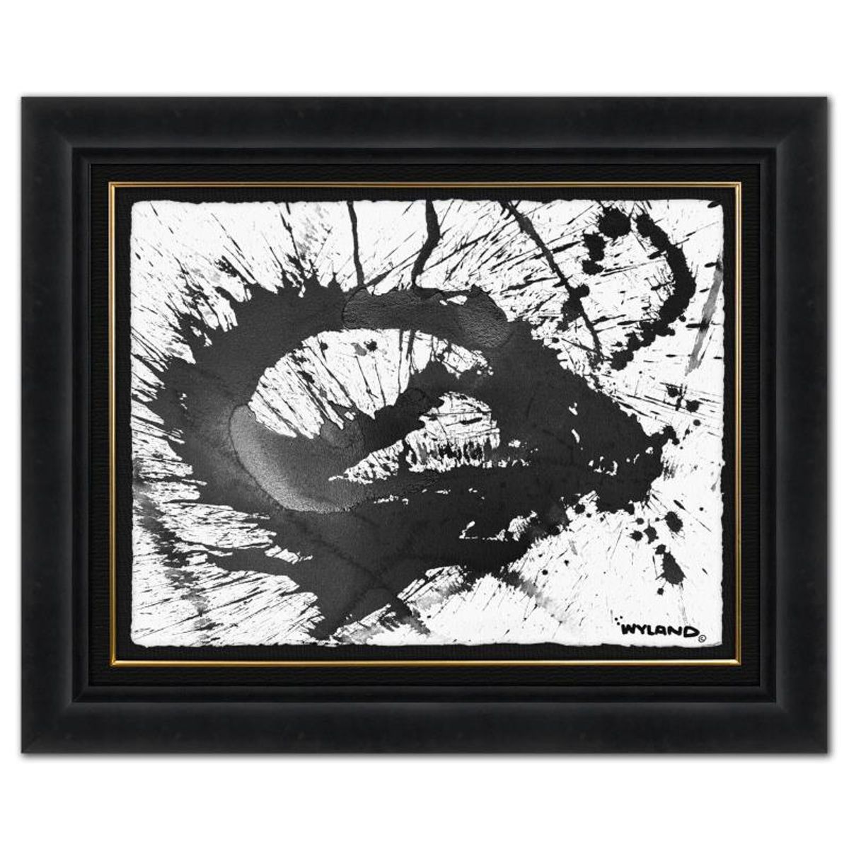 Wyland, "Untitled Abstract" Framed Original Painting on Paper, Hand Signed with Letter of Authenticity.