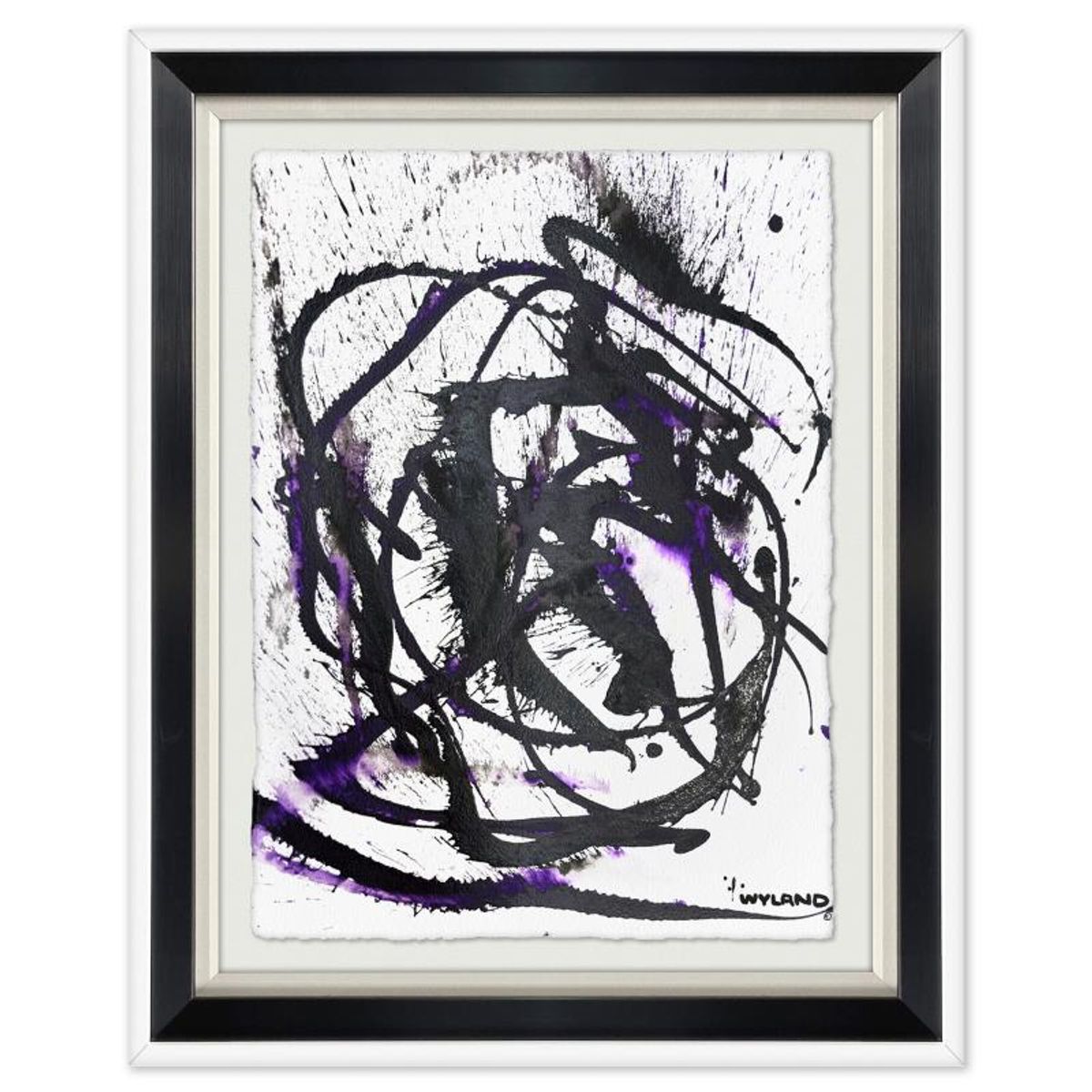 Wyland, "Untitled Abstract" Framed Original Painting on Paper, Hand Signed with Letter of Authenticity.