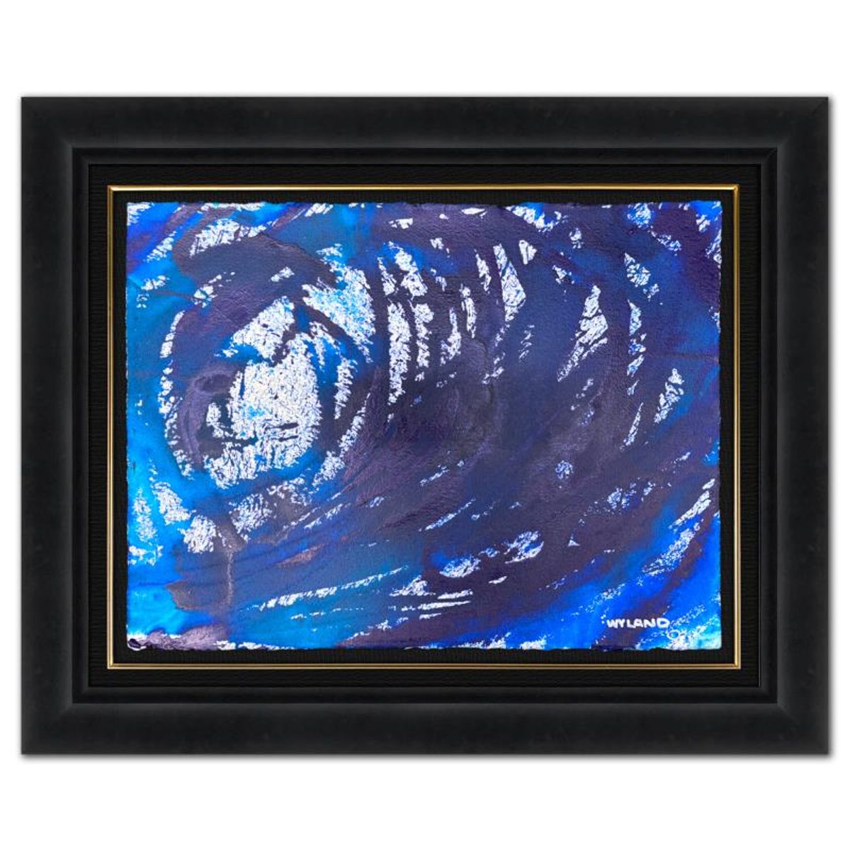 Wyland, "Untitled Abstract" Framed Original Painting on Paper, Hand Signed with Letter of Authenticity.