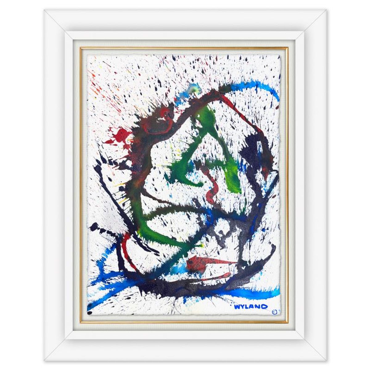 Wyland, "Untitled Abstract" Framed Original Painting on Paper, Hand Signed with Letter of Authenticity.