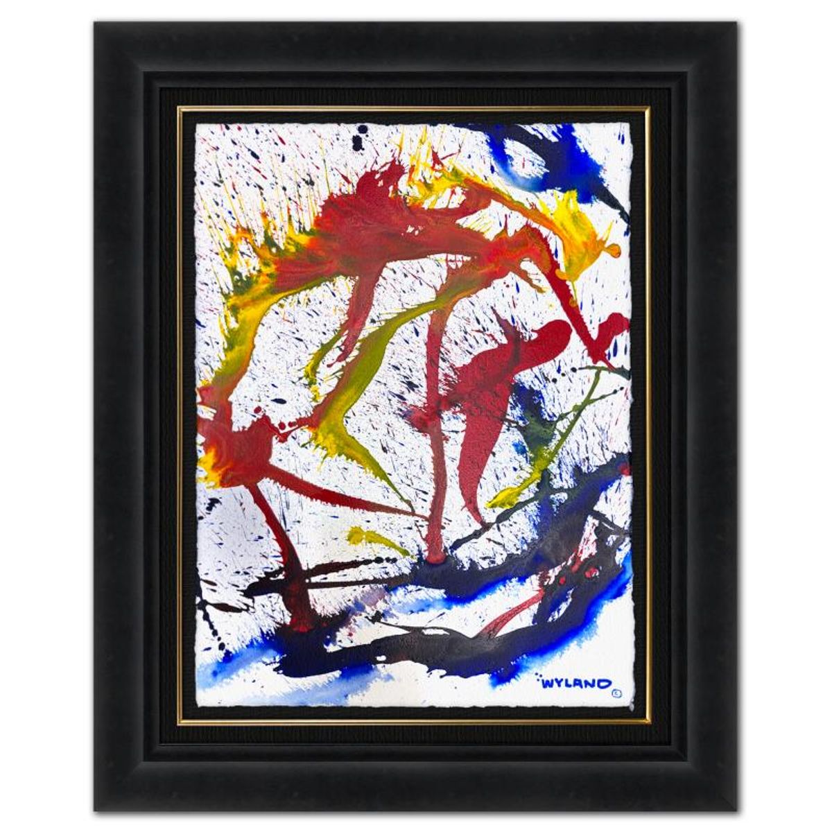 Wyland, "Untitled Abstract" Framed Original Painting on Paper, Hand Signed with Letter of Authenticity.