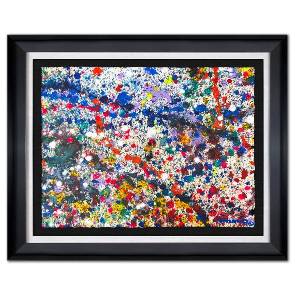 Wyland, "Untitled Abstract" Framed Original Painting on Paper, Hand Signed with Letter of Authenticity.