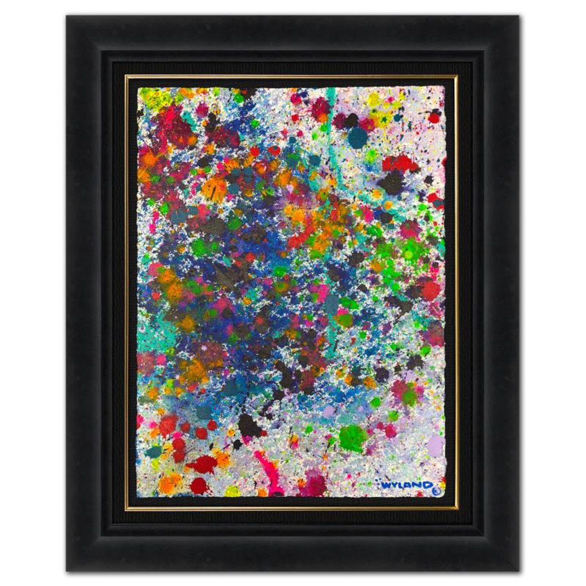 Wyland, "Untitled Abstract" Framed Original Painting on Paper, Hand Signed with Letter of Authenticity.