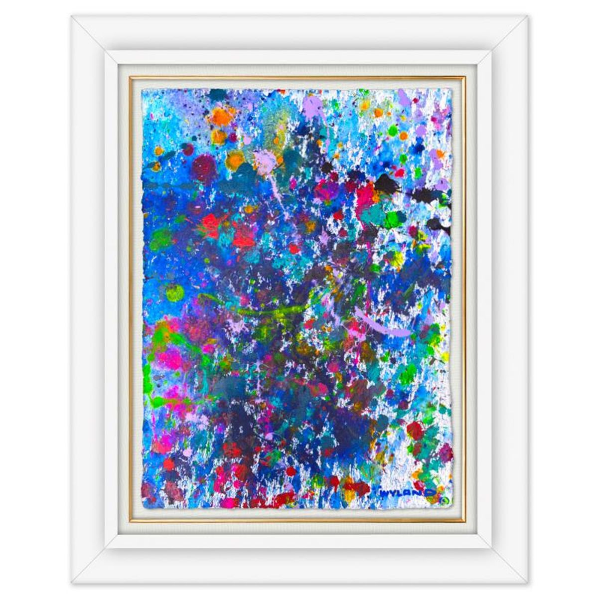 Wyland, "Untitled Abstract" Framed Original Painting on Paper, Hand Signed with Letter of Authenticity.