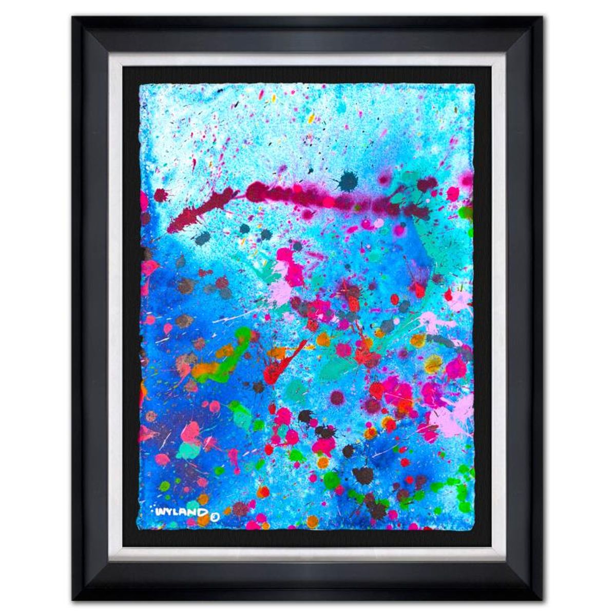 Wyland, "Untitled Abstract" Framed Original Painting on Paper, Hand Signed with Letter of Authenticity.