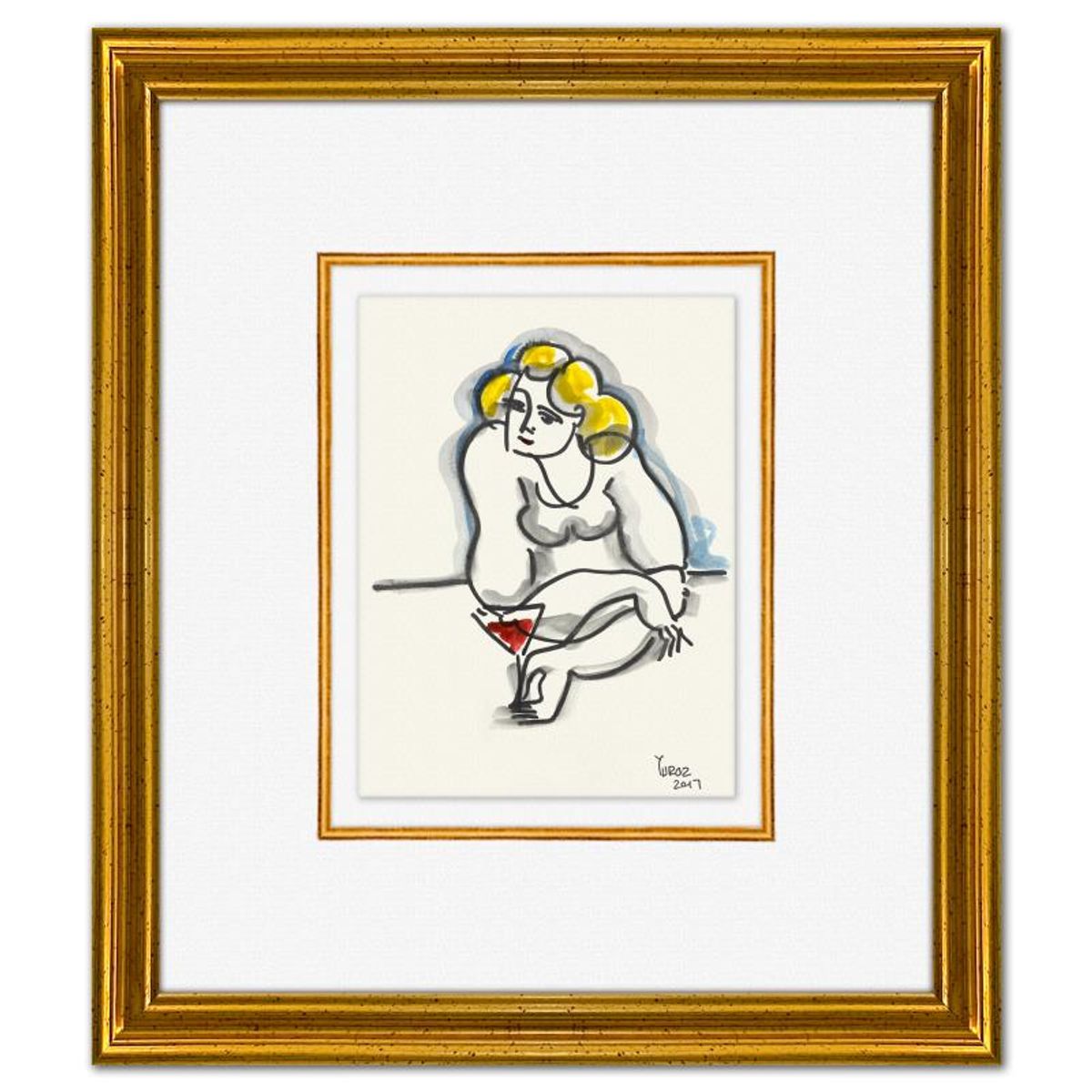 Yuroz, Framed Original Painting, Hand Signed with Letter of Authenticity.