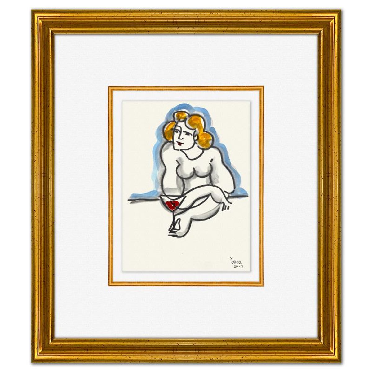 Yuroz, Framed Original Painting, Hand Signed with Letter of Authenticity.
