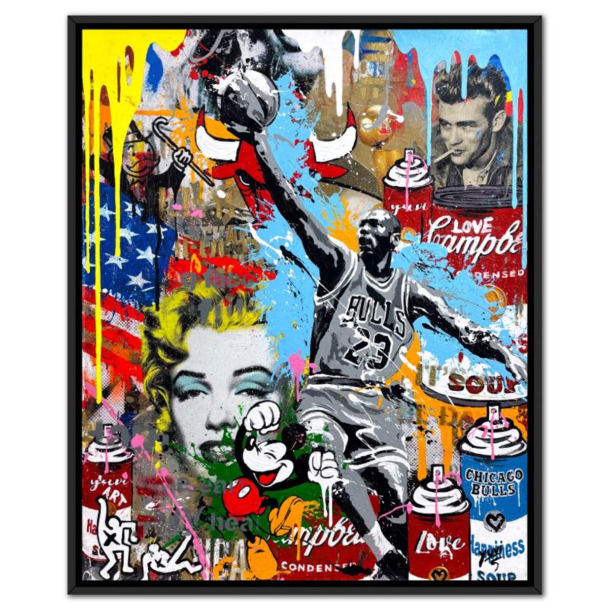 Yuvi, Framed Mixed Media Original on Canvas, Hand Signed with Letter of Authenticity.