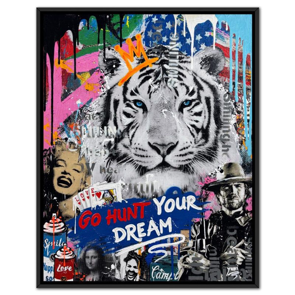 Yuvi, Framed Mixed Media Original on Canvas, Hand Signed with Letter of Authenticity.