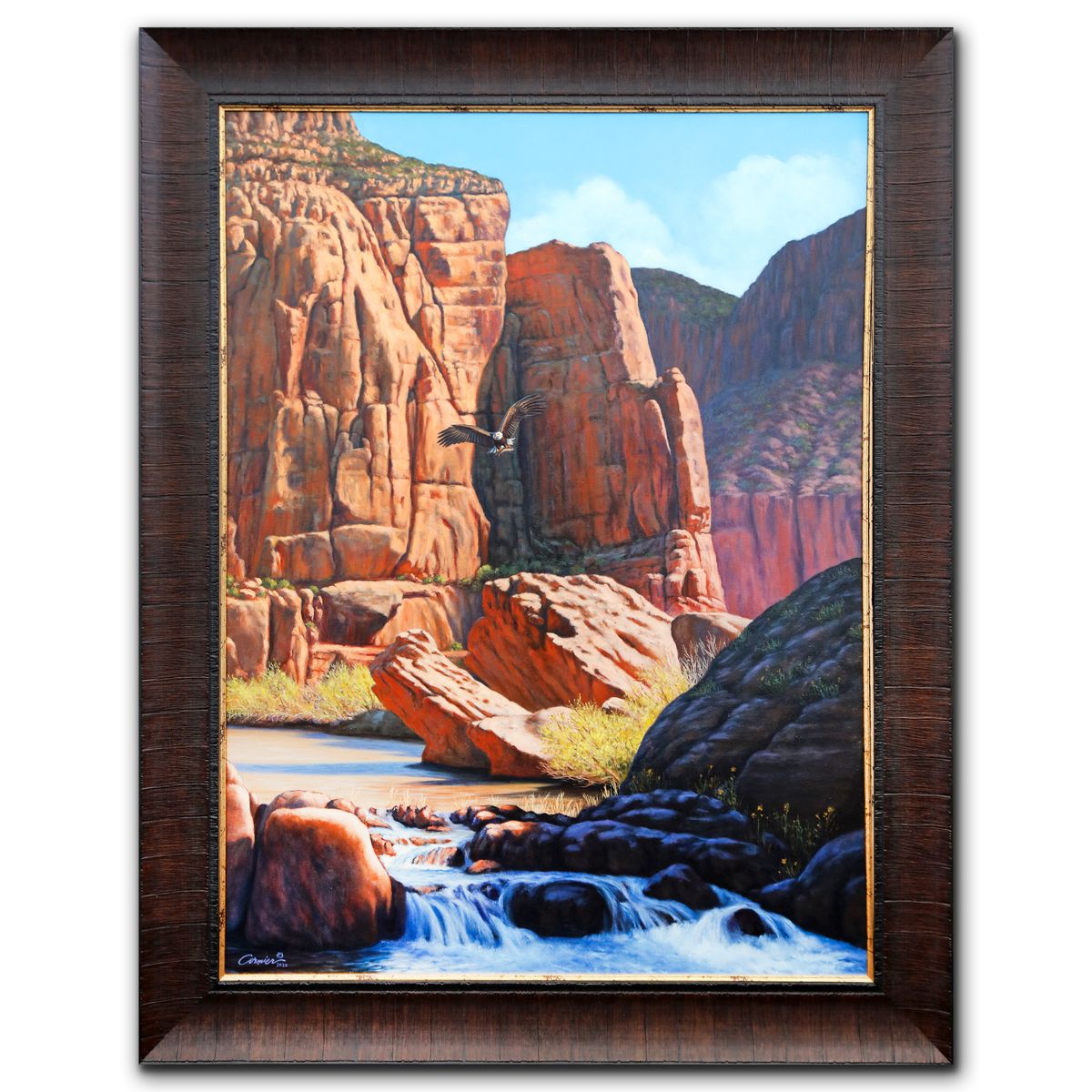 Wil Cormier- Original Oil on Canvas "Red River Eagle"