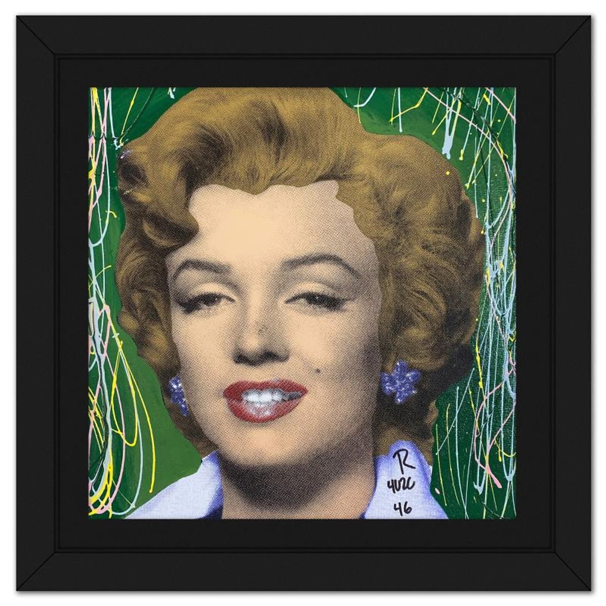Ringo Daniel Funes, "Marilyn Classic" Framed One-of-a-Kind Mixed Media on Canvas, Hand Signed with Letter of Authenticity.