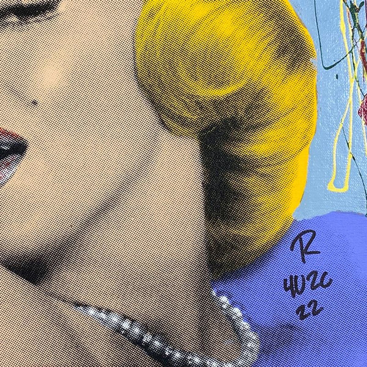 Ringo Daniel Funes, "Marilyn with Pearls" Framed One-of-a-Kind Mixed Media on Canvas, Hand Signed with Letter of Authenticity.
