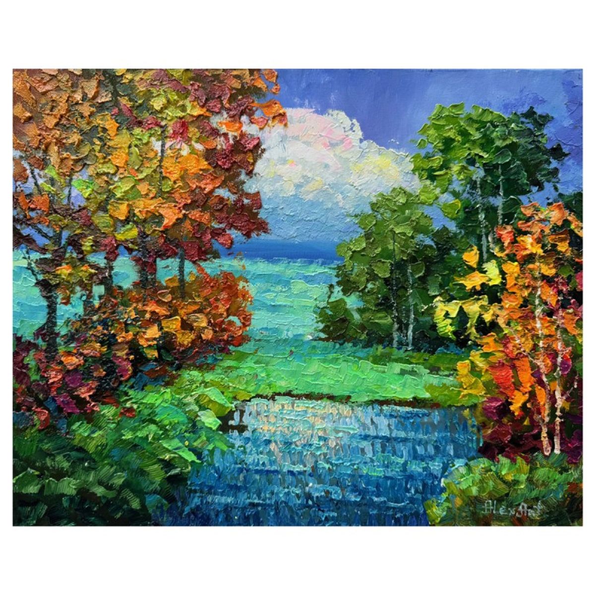 Alexander Antanenka, "Azure Sky" Hand Signed Original Painting on Canvas with Letter of Authenticity.